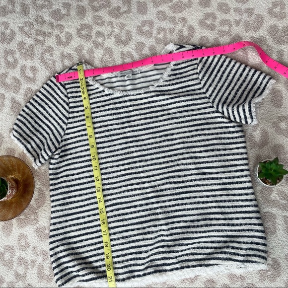 Green Envelope Fringe Trimmed Summer Sweater in Navy Stripe - Picture 5 of 7